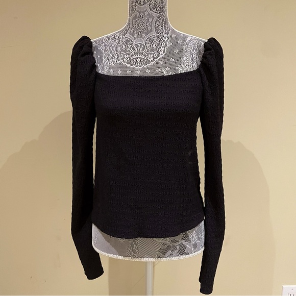 H&M Tops - Black Square Neck Long Sleeve Top